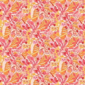 Red and pink - small- Maximalist Moody Owl Jungle Wallpaper ©designsbyroochita updated