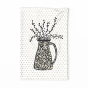 House Plant 03 - Vase - Tea Towel - Wall Hanging - Black and White ©designsbyroochita n