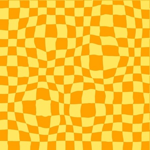 Orange and Yellow Wavy Checker Pattern