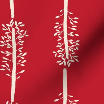 Large Classic Winter Tree Stripes - Red