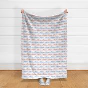 Baby Blue and Baby Pink Leaping Bunny Stripe on White