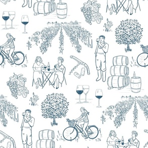 Wine Country Toile- Blue and White