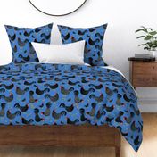 Poule de Marans French Chicken on Blue with Faux Texture French Country Large Scale 