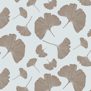 Gingko Leaves light brown on pale blue