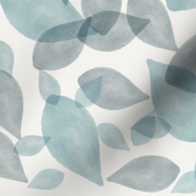 Watercolor Teal Leaves Scatter Pattern