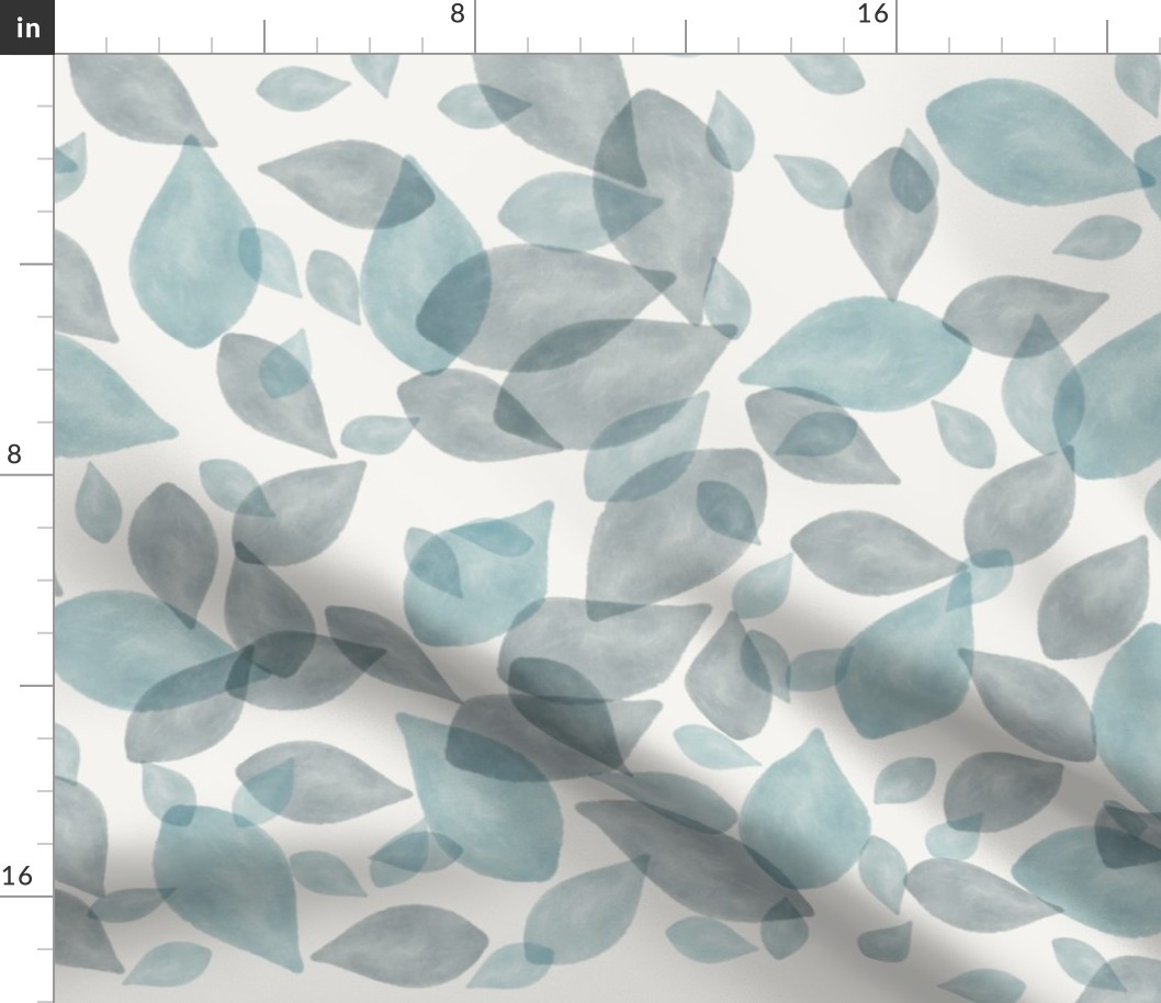 Watercolor Teal Leaves Scatter Pattern