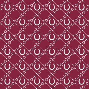 Equestrian White on Burgundy (Small)