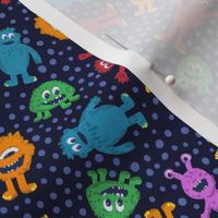 friendly monster bright multi color pattern on dark background