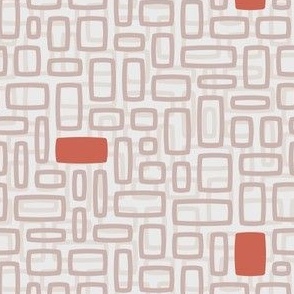 Mid-century rectangles - Eggshell white, brown, burnt sienna red - Small