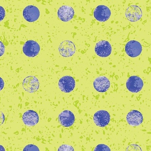 Midi - Bold Polka Dots Textured Collage - Lime Green & Purple Lilac