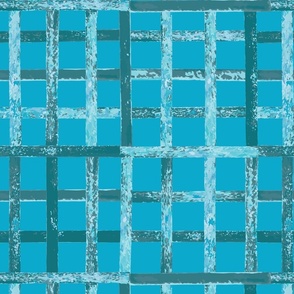 Bold Checks Block Print College of Squares and Plaid - Turquoise