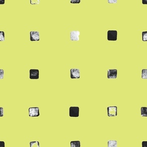 Midi - Bold Polka Dot Squares Collage - Lime Green