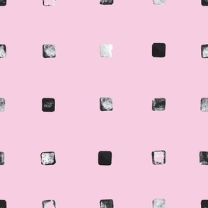 Midi - Bold Polka Dot Squares Collage - Baby Pink