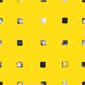 Midi - Bold Polka Dot Squares Collage - Yellow