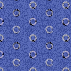 Bold Rings & Dots Collage with Concrete Texture - Cobalt Blue & Monochrome