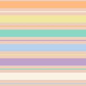 Salt Water Taffy Stripes in Peach + Pastel Rainbow