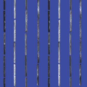 Midi - Bold Stripes Collage & Block Print - Cobalt Blue