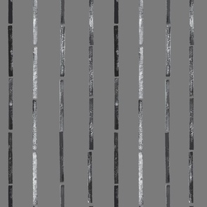 Midi - Bold Stripes Collage & Block Print - Monochrome Grey