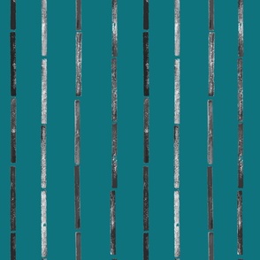 Midi - Bold Stripes Collage & Block Print - Teal Green