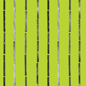 Midi - Bold Stripes Collage & Block Print - Lime Green