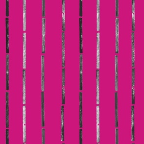 Midi - Bold Stripes Collage & Block Print - Magenta Pink