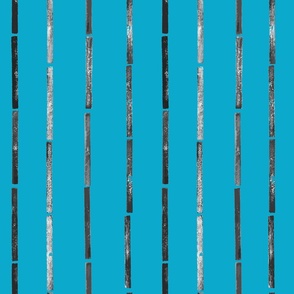 Midi - Bold Stripes Collage & Block Print - Turquoise