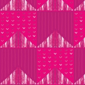 Bold Triangles Collage Checkboard with Chevron & Stripes - Pink