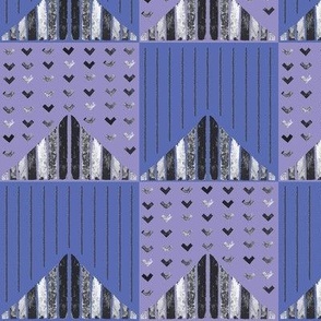 Bold Triangles Collage Checkboard with Chevron & Stripes - Purple
