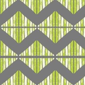 Bold Zigzag Collage & Geometric Diamond - Lime & Grey