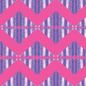 Bold Zigzag Collage & Geometric Diamond - Cerise & Lilac