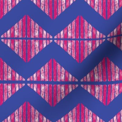 Bold Zigzag Collage & Geometric Diamond - Cobalt & Magenta