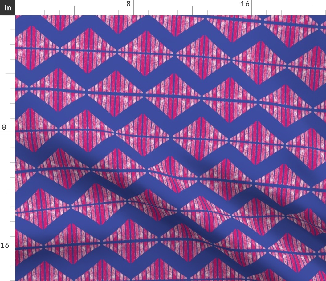 Bold Zigzag Collage & Geometric Diamond - Cobalt & Magenta