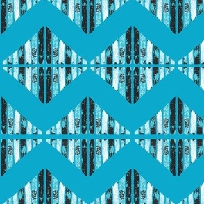 Bold Zigzag Collage & Geometric Diamond - Turquoise