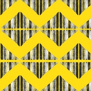 Bold Zigzag Collage & Geometric Diamond - Yellow