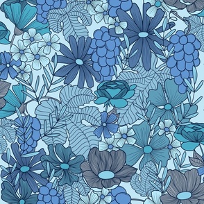 Lucette french country floral blues
