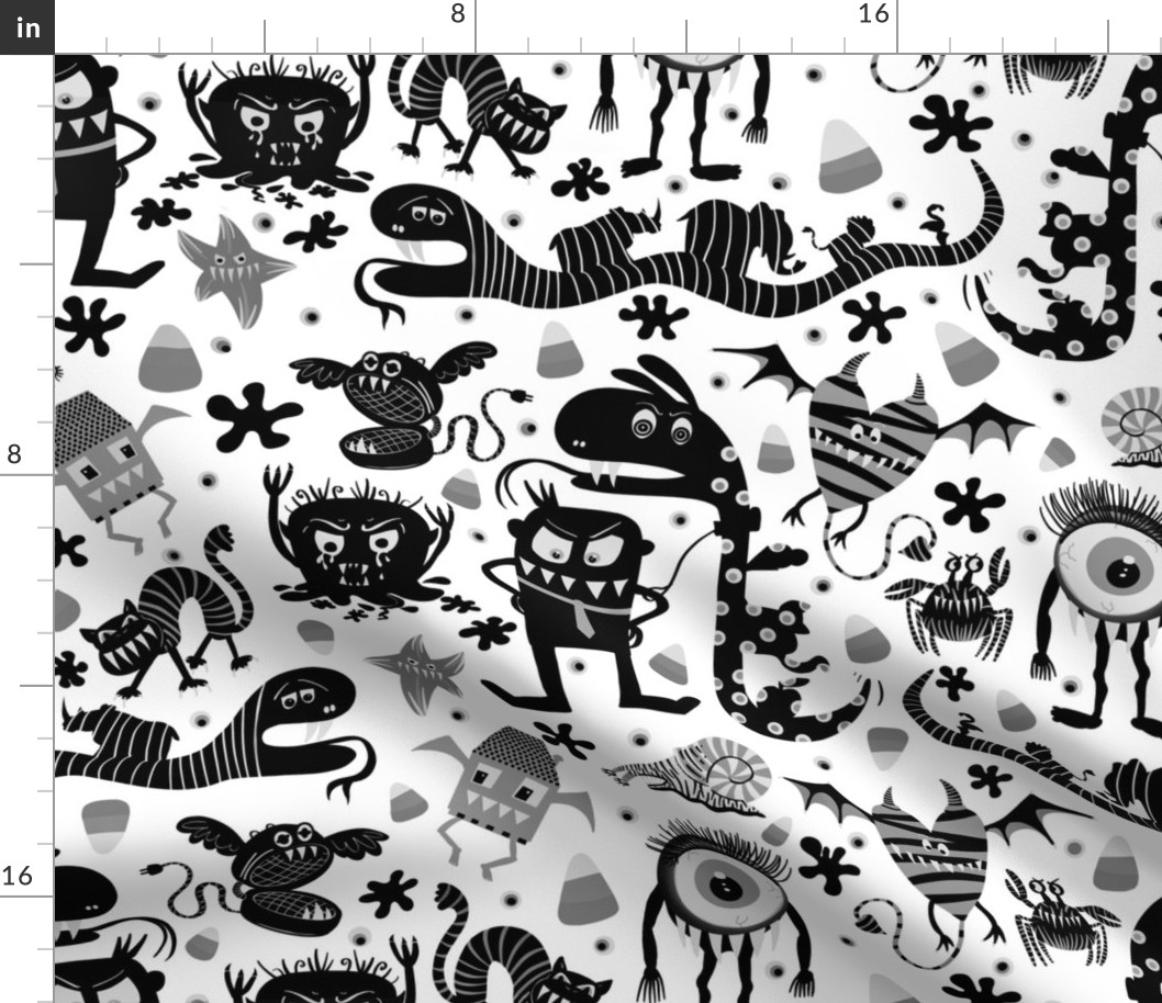 Monster Party black and white small