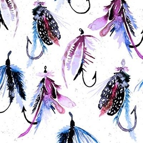 Large Fly Fishing Pink Feather Lures / Watercolor