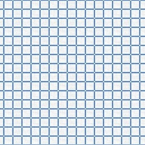Bright Blue Windowpane Geometric on Textured White Ground Small Scale