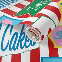 East Coast Summer Shore Food Signs in Red + White Popcorn Stripe