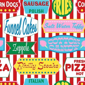 East Coast Summer Shore Food Signs in Red + White Popcorn Stripe
