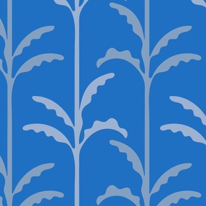 LEAFY Simple Botanical Cottagecore Leaf Stripes in French Country Blue - LARGE Scale - UnBlink Studio by Jackie Tahara