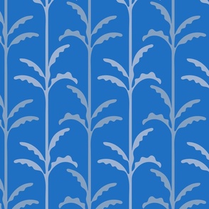 LEAFY Simple Botanical Cottagecore Leaf Stripes in French Country Blue - MEDIUM Scale - UnBlink Studio by Jackie Tahara