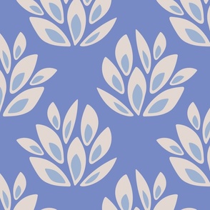 THICKET Simple Bush Cottage Botanical in French Country Blue and White on Periwinkle Purple - LARGE Scale - UnBlink Studio by Jackie Tahara