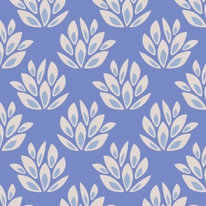 THICKET Simple Bush Cottage Botanical in French Country Blue and White on Periwinkle Purple - MEDIUM Scale - UnBlink Studio by Jackie Tahara