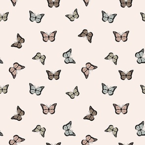 Butterflies in neutral colors pink