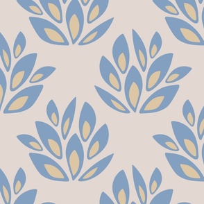 THICKET Simple Bush Cottage Botanical in French Country Blue White Deep Cream - LARGE Scale - UnBlink Studio by Jackie Tahara