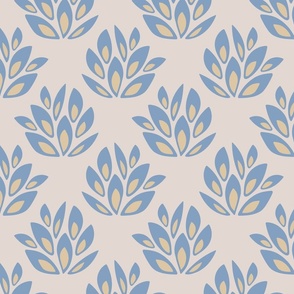 THICKET Simple Bush Cottage Botanical in French Country Blue White Deep Cream - MEDIUM Scale - UnBlink Studio by Jackie Tahara