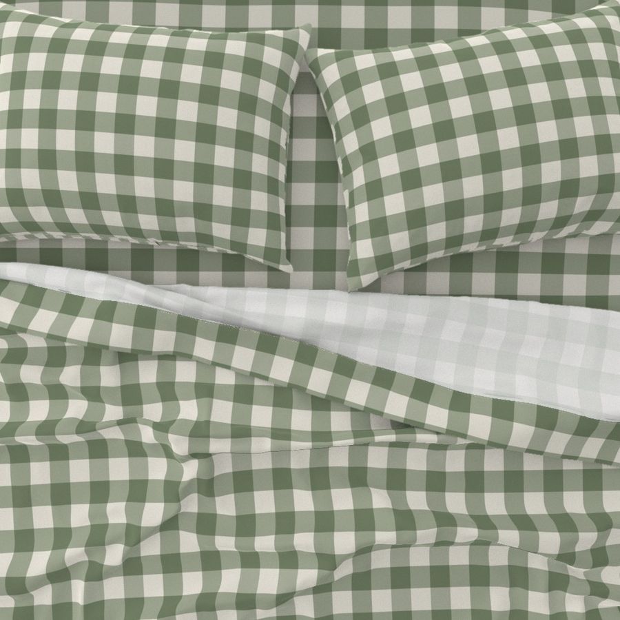 1.5" Gingham: Dark Sage Gingham Check, Sage Green Buffalo Check, Buffalo Plaid