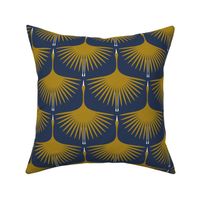 Art Deco Swans - Vintage Gold on New Navy - 6"