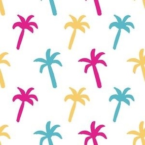 Palm Trees - Tropical Pink Blue Yellow